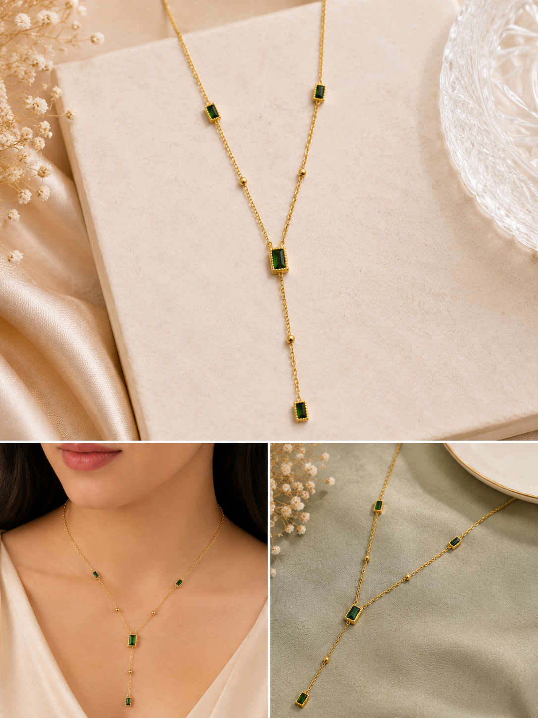Emerald Luxe Bar Y-Necklace
