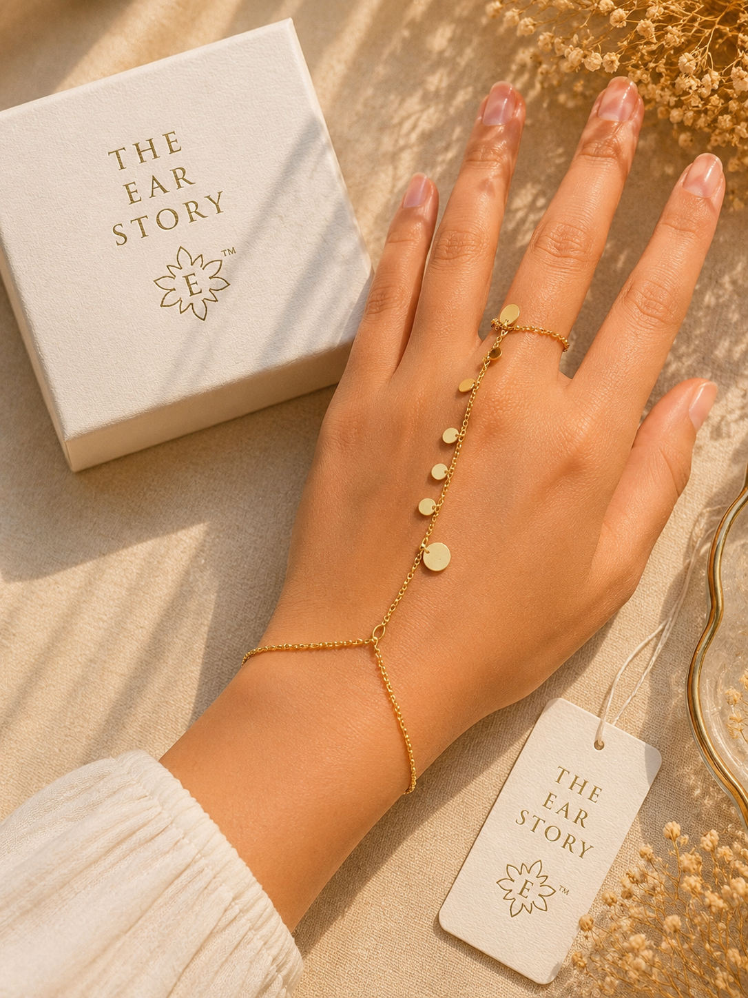 Golden Coin Cascade Hand Chain
