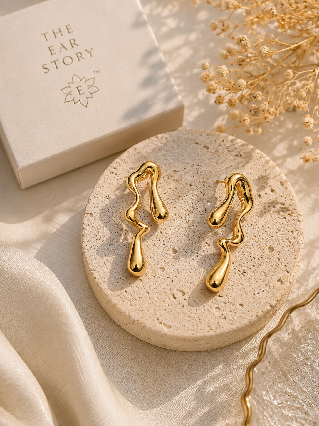 Golden Wave Drop Earrings