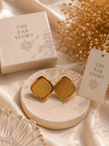 Golden Cushion Stud Earrings