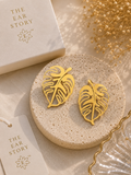 Monstera Leaf Gold Earrings