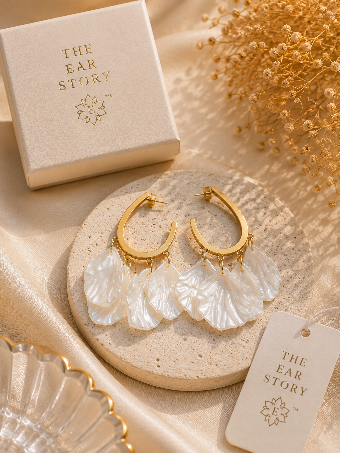 Pearl Petal Statement Hoops