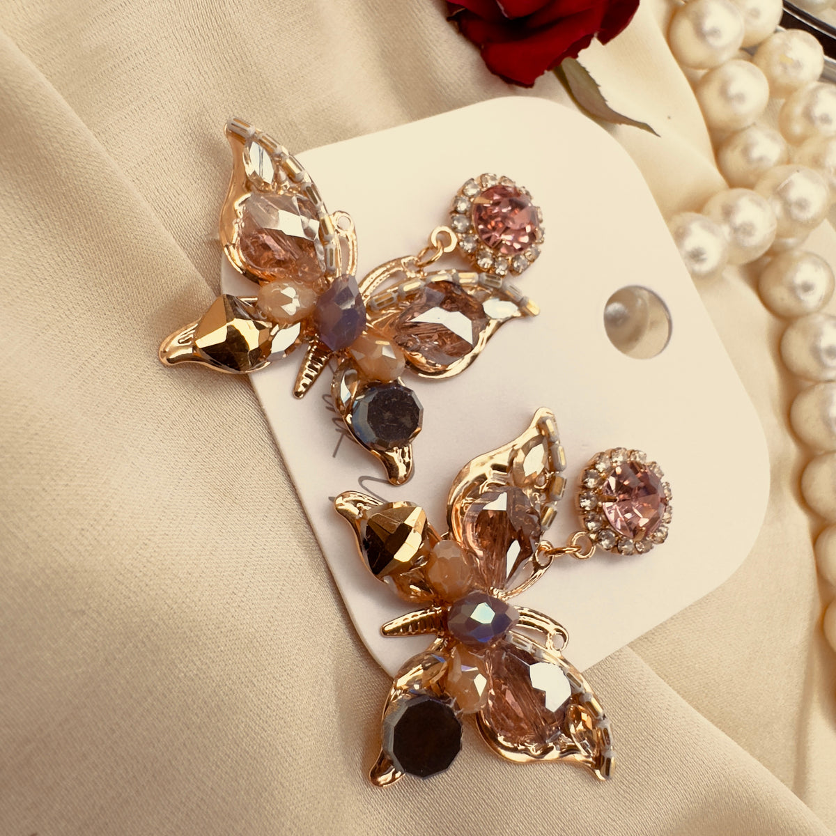 Blush Crystal Butterfly Drops detail