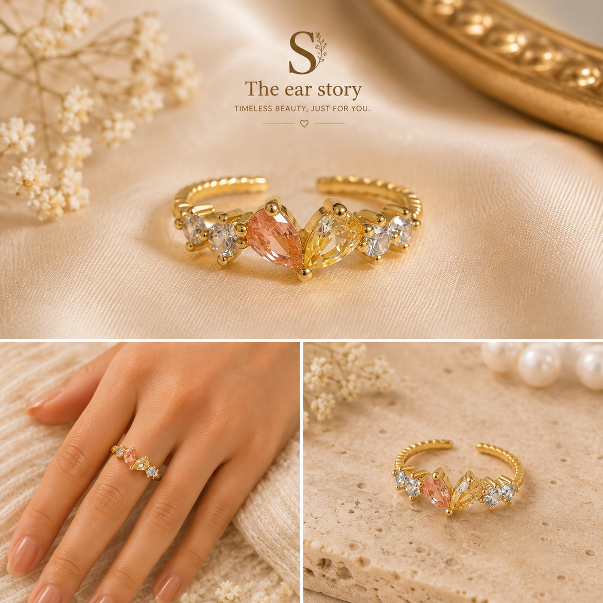 Celeste Crystal Cuff Ring