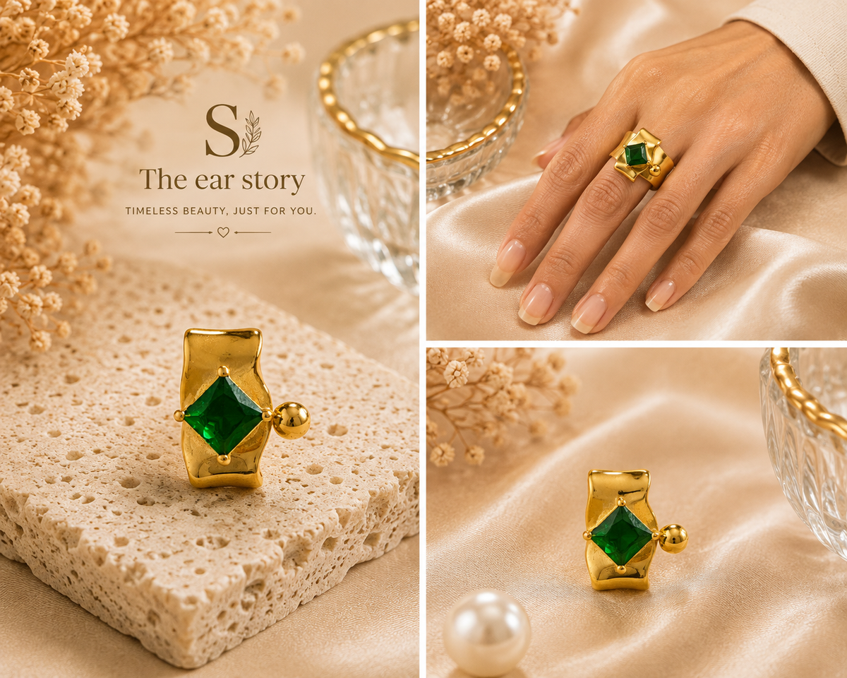 Emerald Muse Adjustable Statement Ring