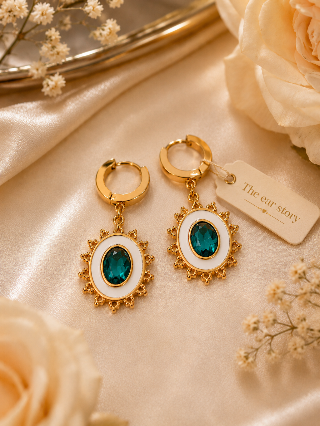 Emerald Sunburst Hoops