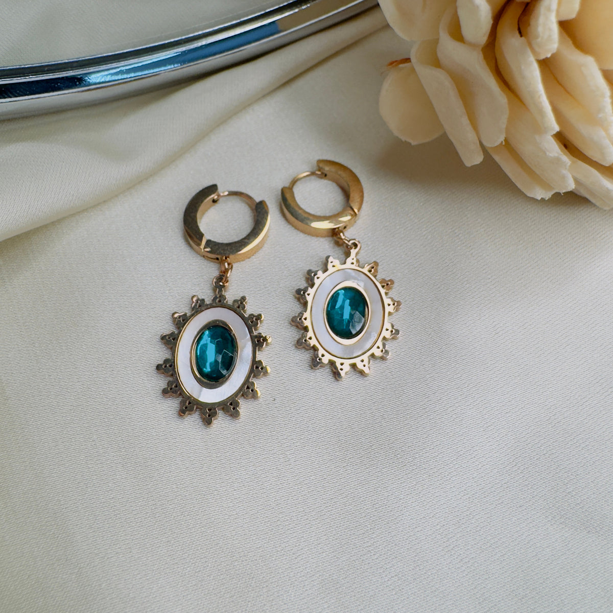 Emerald Sunburst Hoops alternate view