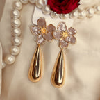 Golden Bloom Teardrop Earrings in Brown