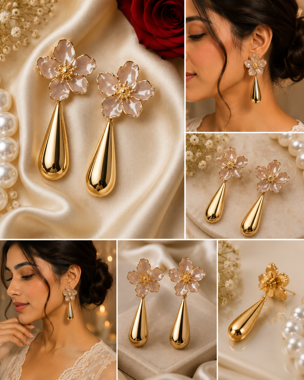 Golden Bloom Teardrop Earrings