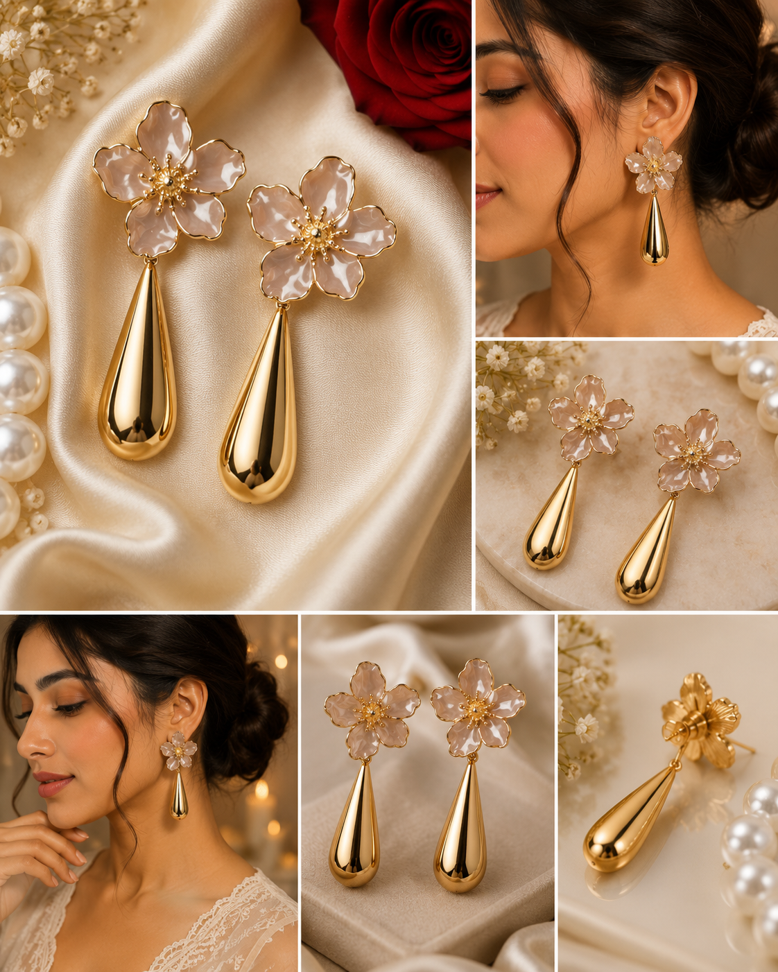 Golden Bloom Teardrop Earrings