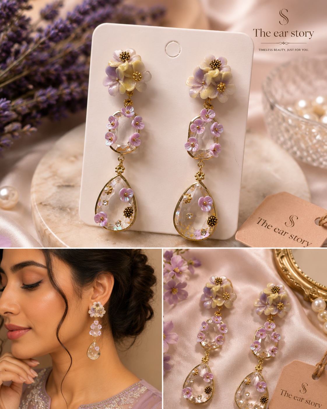 Lavender Blossom Drop Earrings alternate view