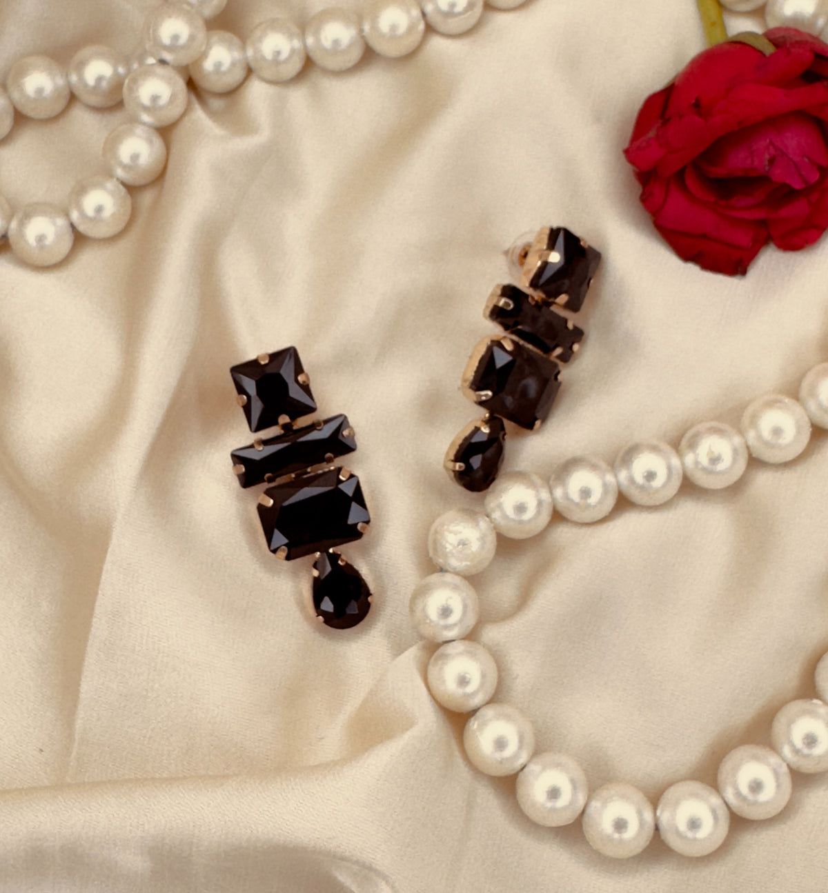 Midnight Noir Crystal Stud Earrings alternate view