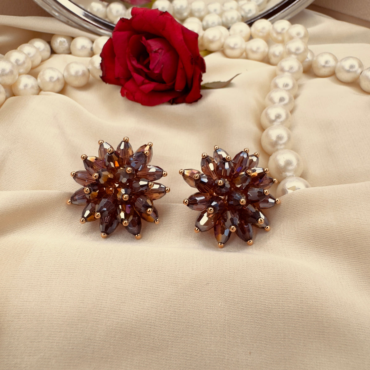 Mocha Crystal Bloom Studs alternate view