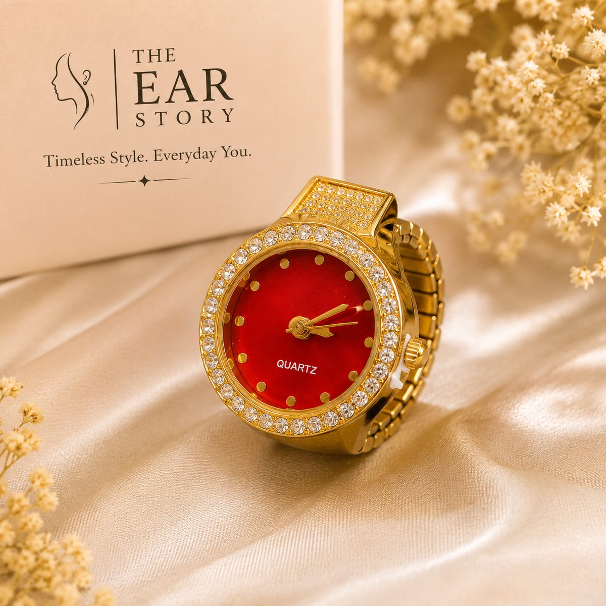 Ruby Red Crystal Ring Watch