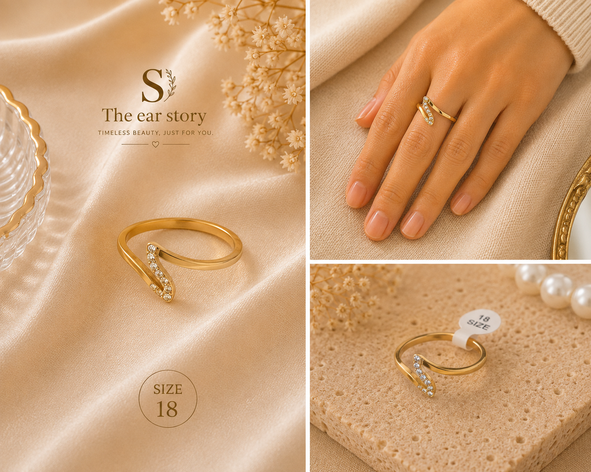Sleek Crystal Curve Ring