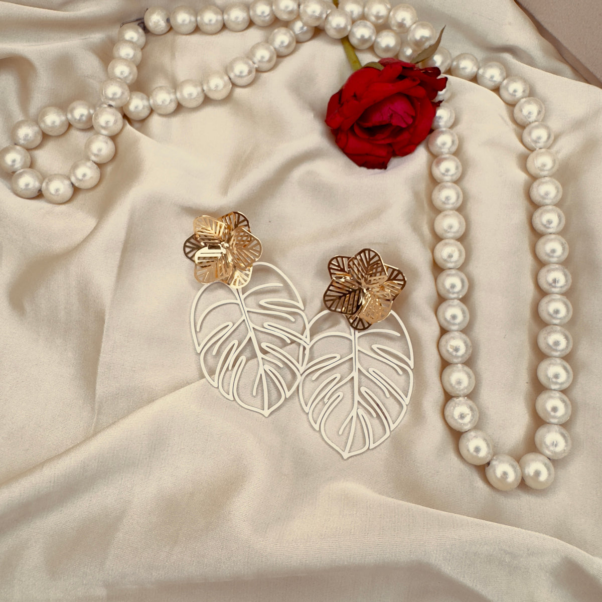 Tropical Bloom Leaf Statement Earrings alternate view