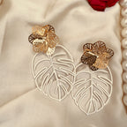 Tropical Bloom Leaf Statement Earrings detail